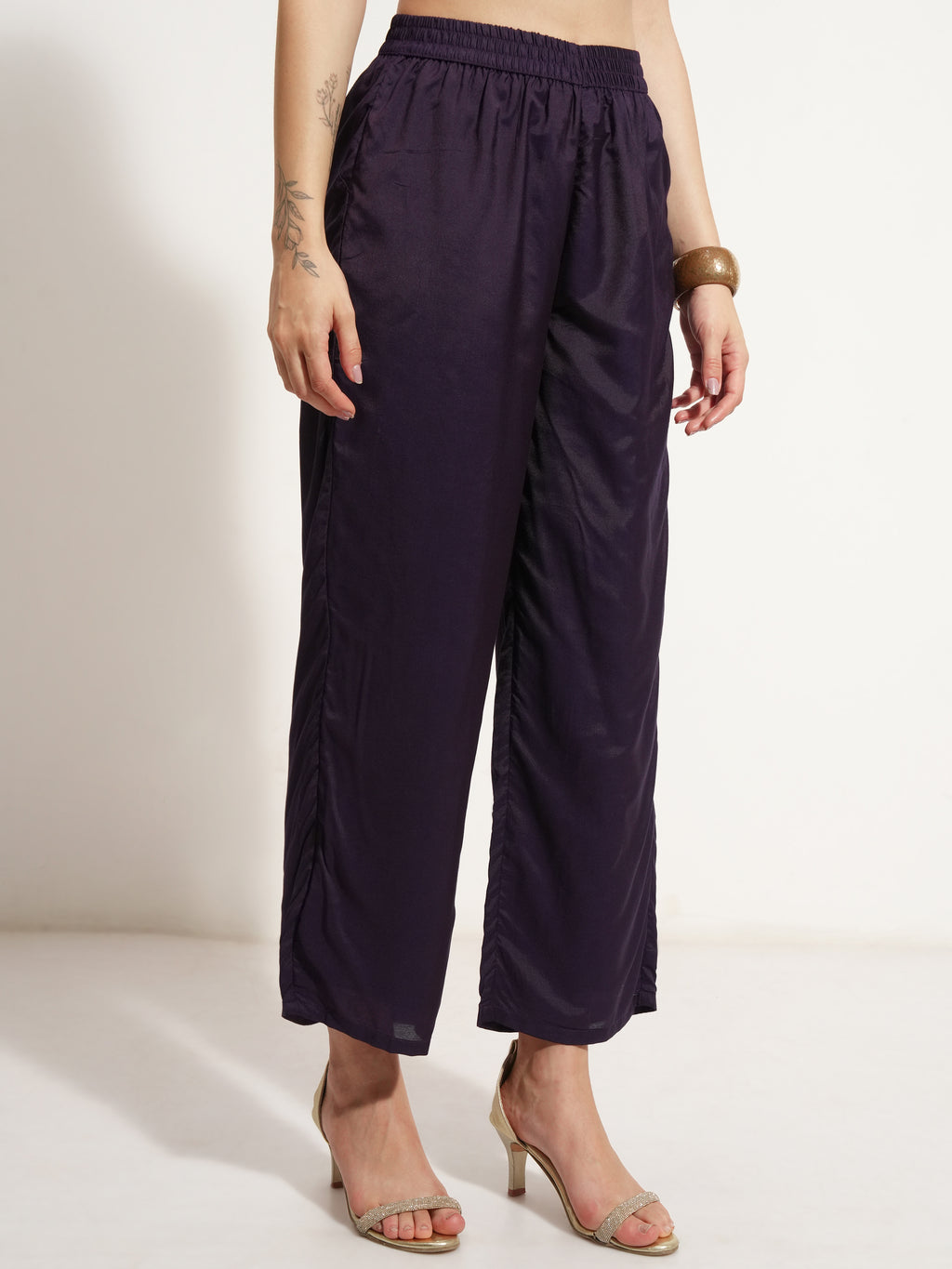 Vishudh Women Purple Printed Kurta With Trouser And Dupatta - Purple - Image 7