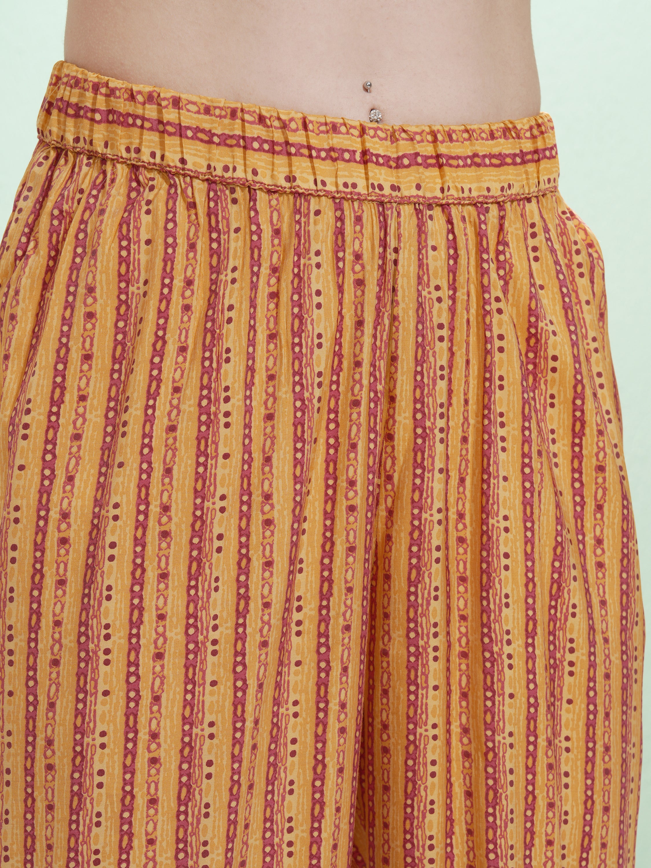 Vishudh Women Mustard Printed Kurta With Trouser And Dupatta - Mustard - Image 7