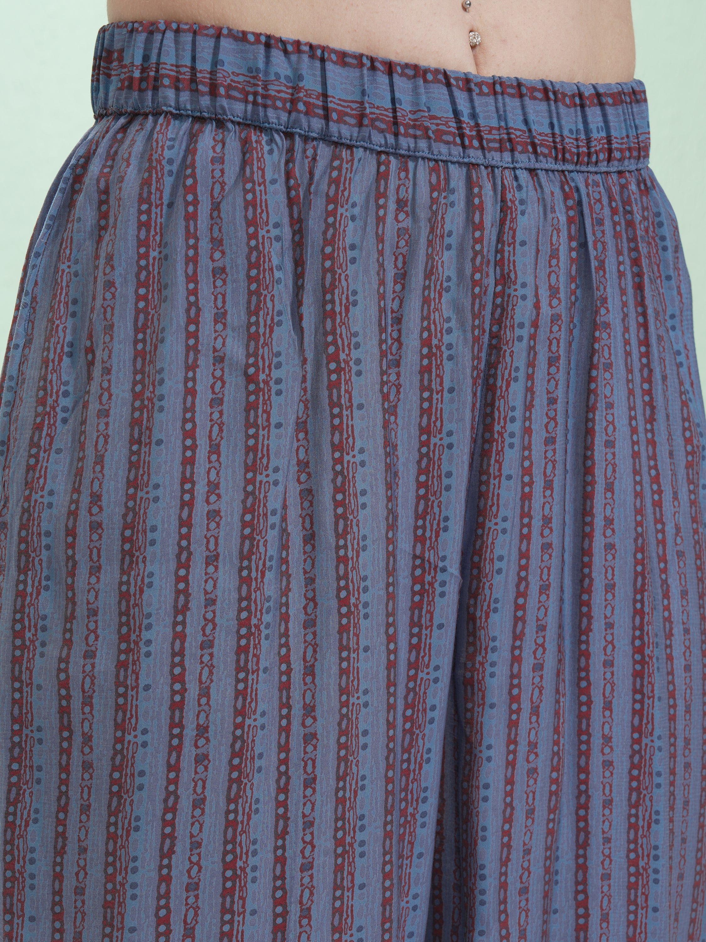 Vishudh Women Blue Printed Kurta With Trouser And Dupatta - Blue - Image 8