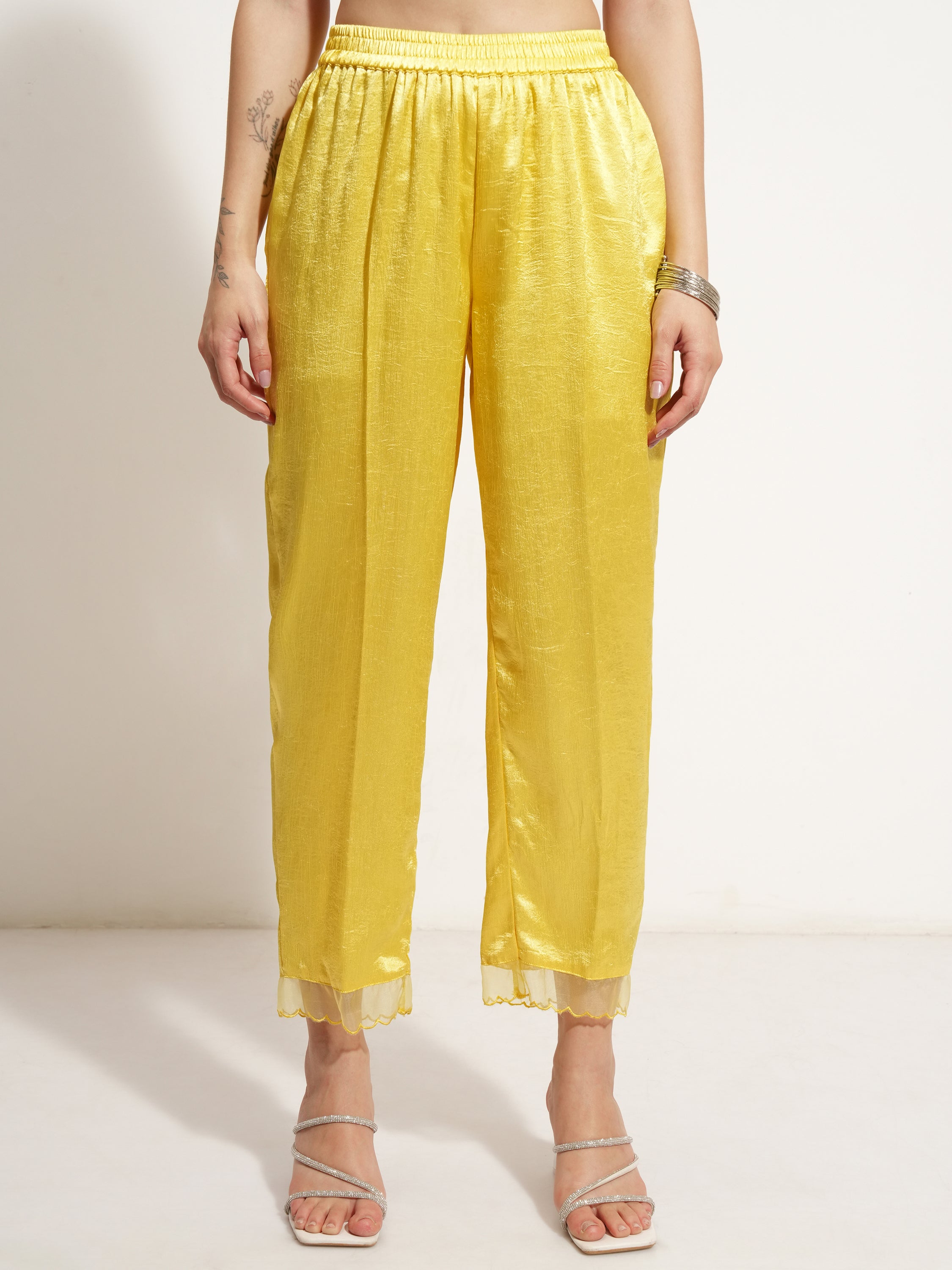 Vishudh Women yellow Embroidered Kurta With Trouser And Dupatta - yellow - Image 8