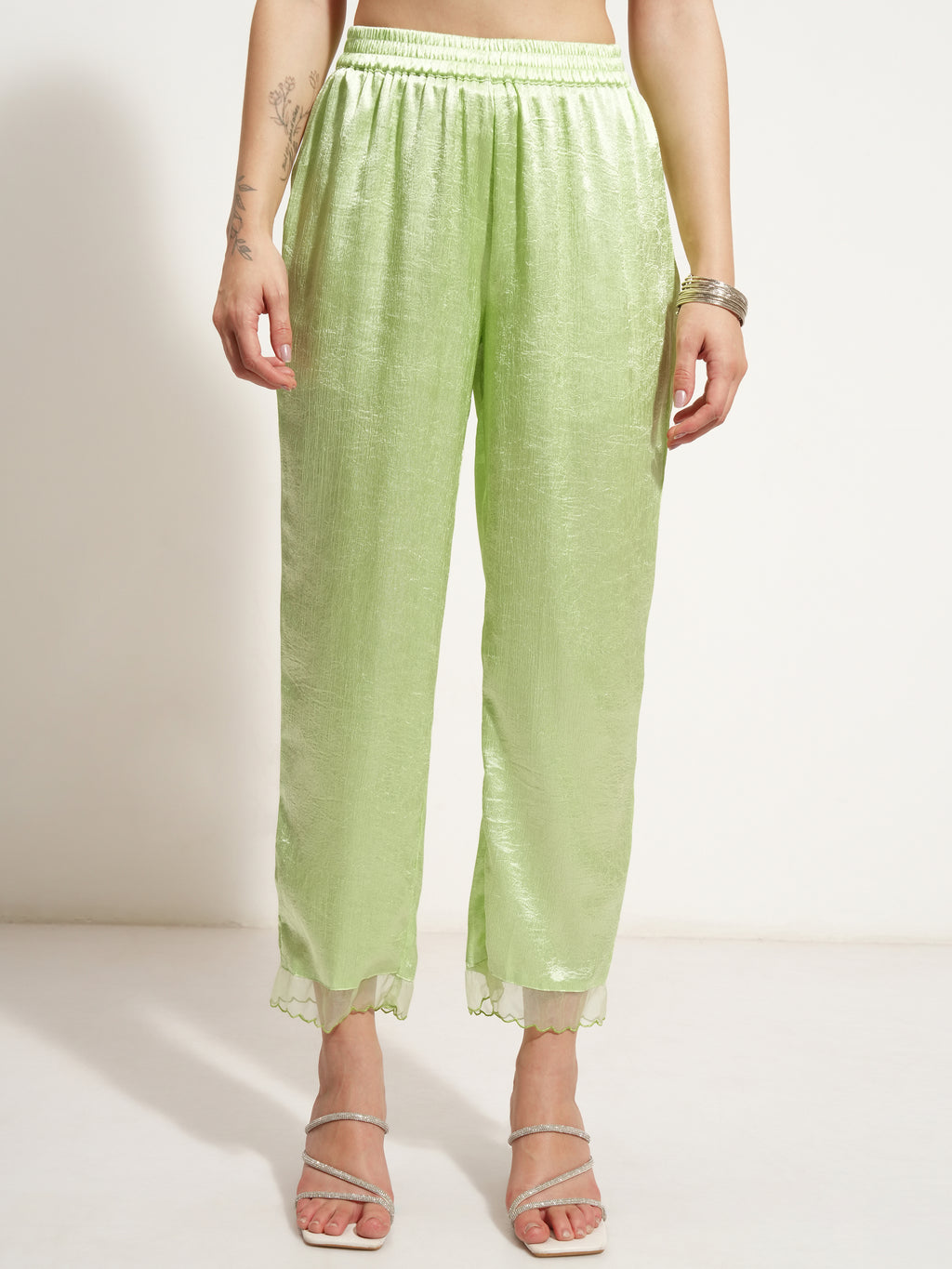 Vishudh Women Green Embroidered Kurta With Trouser And Dupatta - Green - Image 8