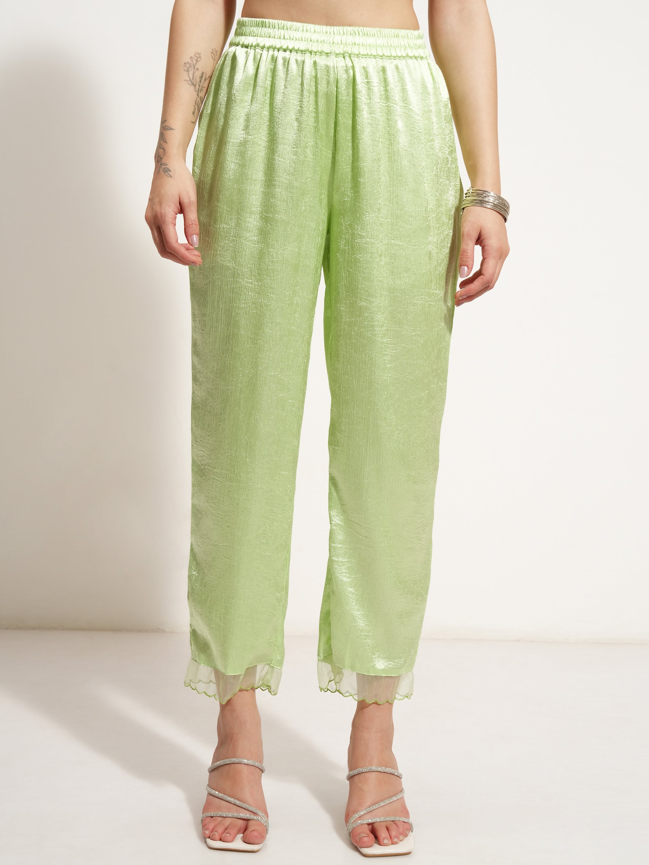Vishudh Women Green Embroidered Kurta With Trouser And Dupatta - Green - Image 8
