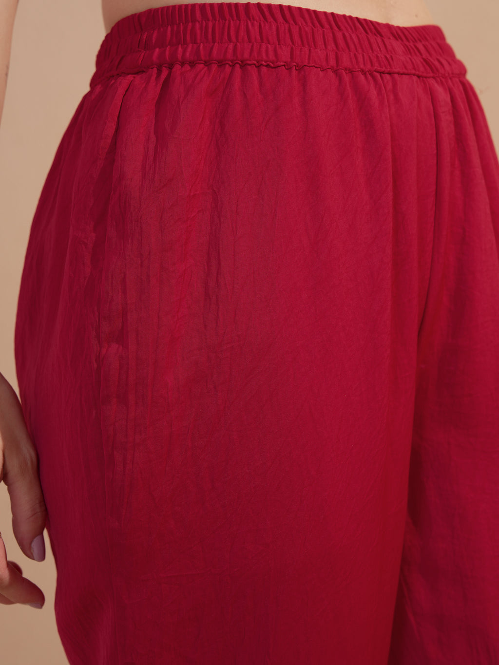 Vishudh Women Red Embroidered Kurta With Trouser And Dupatta - Red - Image 7