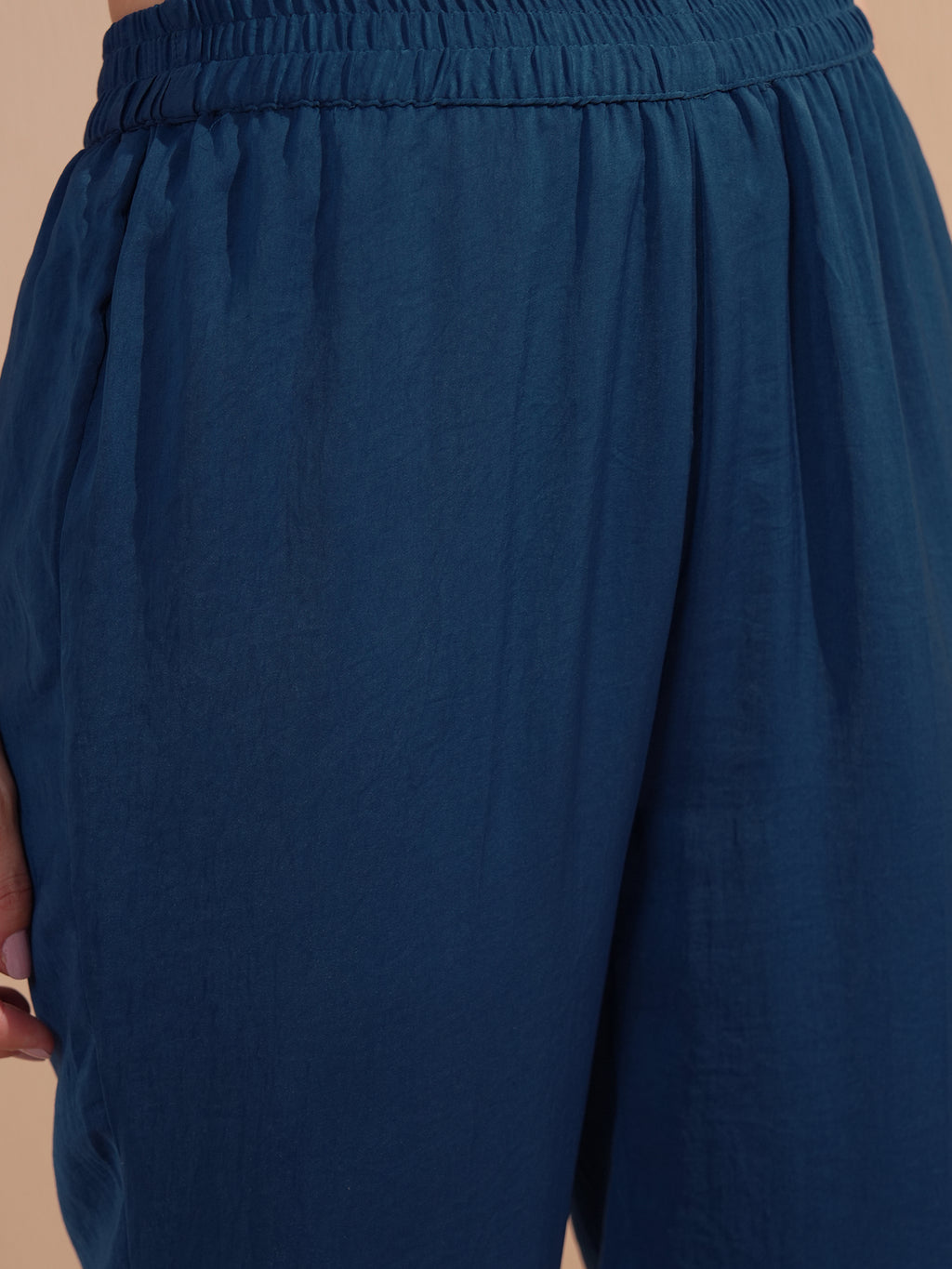 Vishudh Women Navy Blue Embroidered Kurta With Trouser And Dupatta - Navy Blue - Image 7
