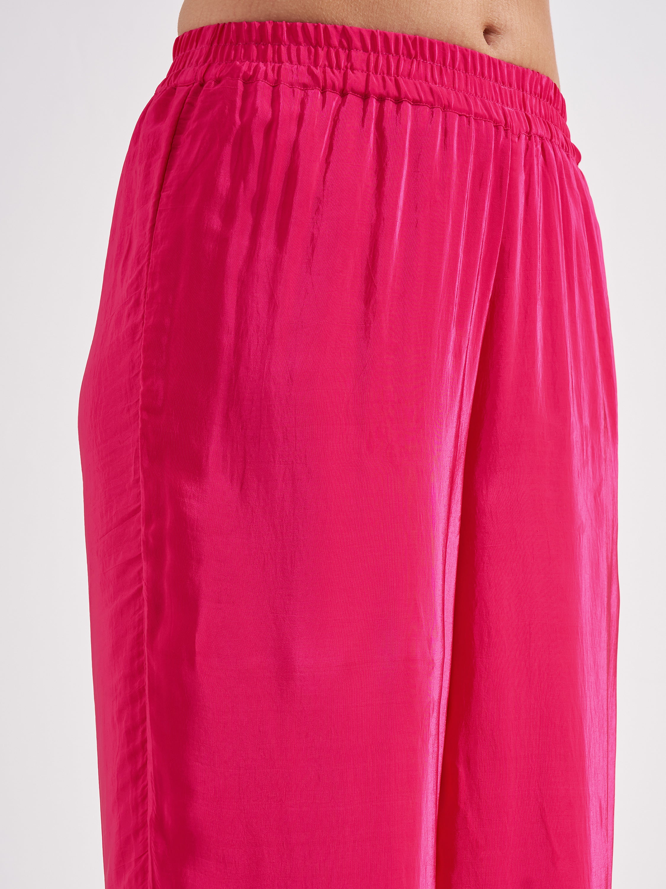 Vishudh Women Pink Embroidered Kurta And Trouser With Dupatta