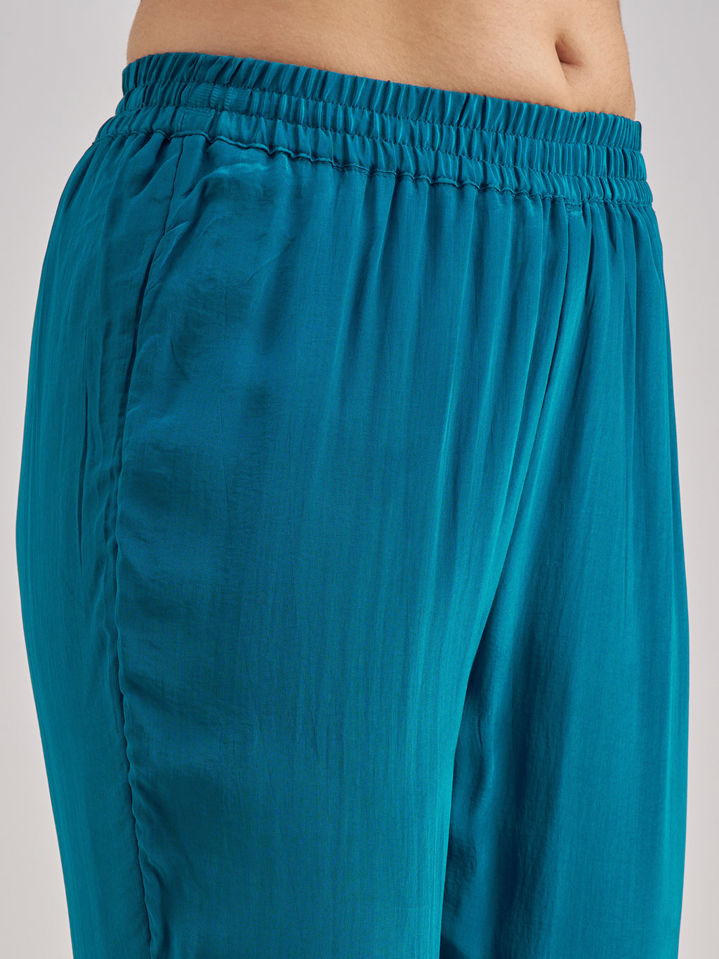 Vishudh Women Teal Embroidered Kurta With Trouser And Dupatta - Teal - Image 6