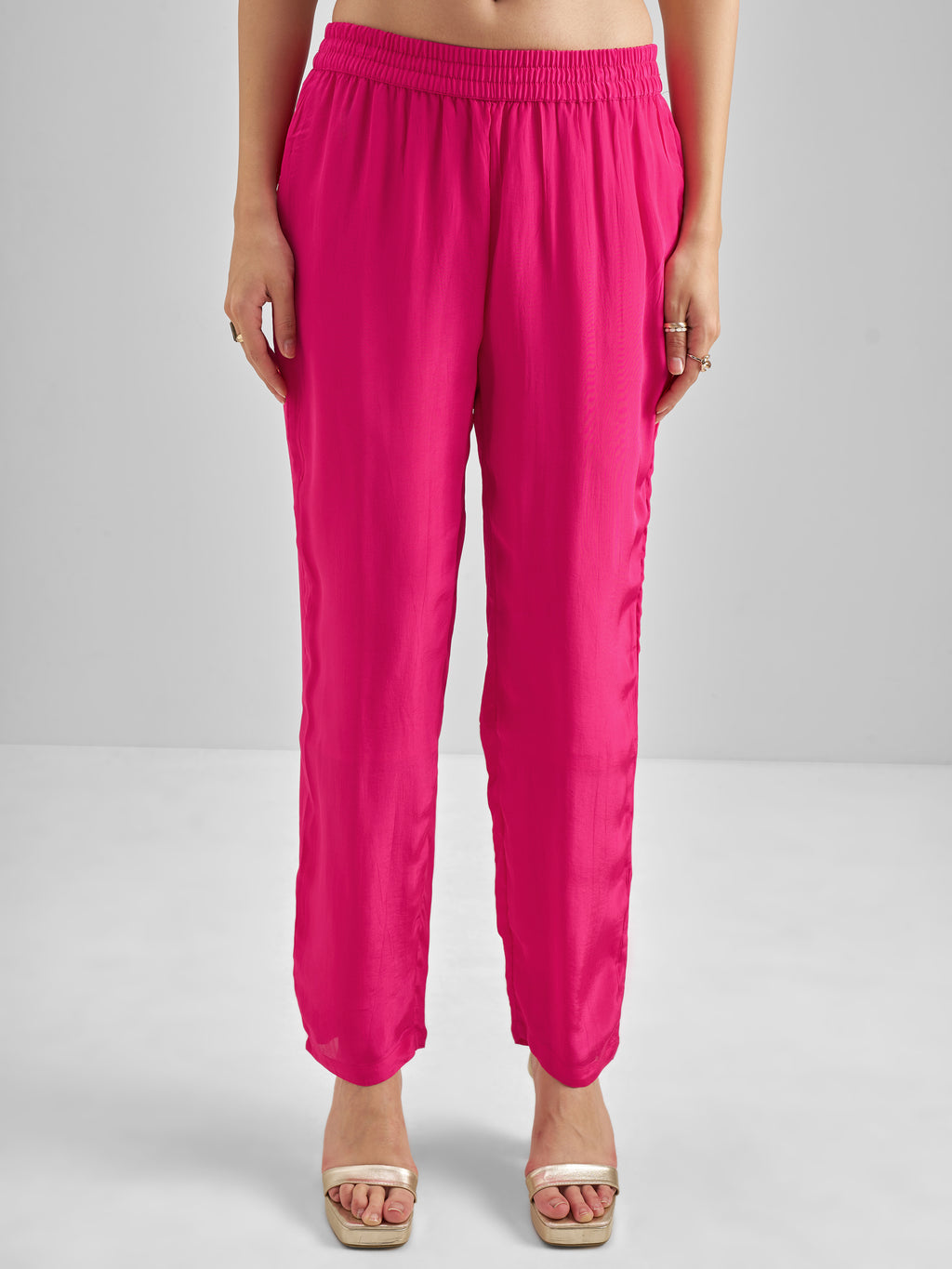 Vishudh Women Pink Embroidered Kurta With Trouser And Dupatta - Pink - Image 6