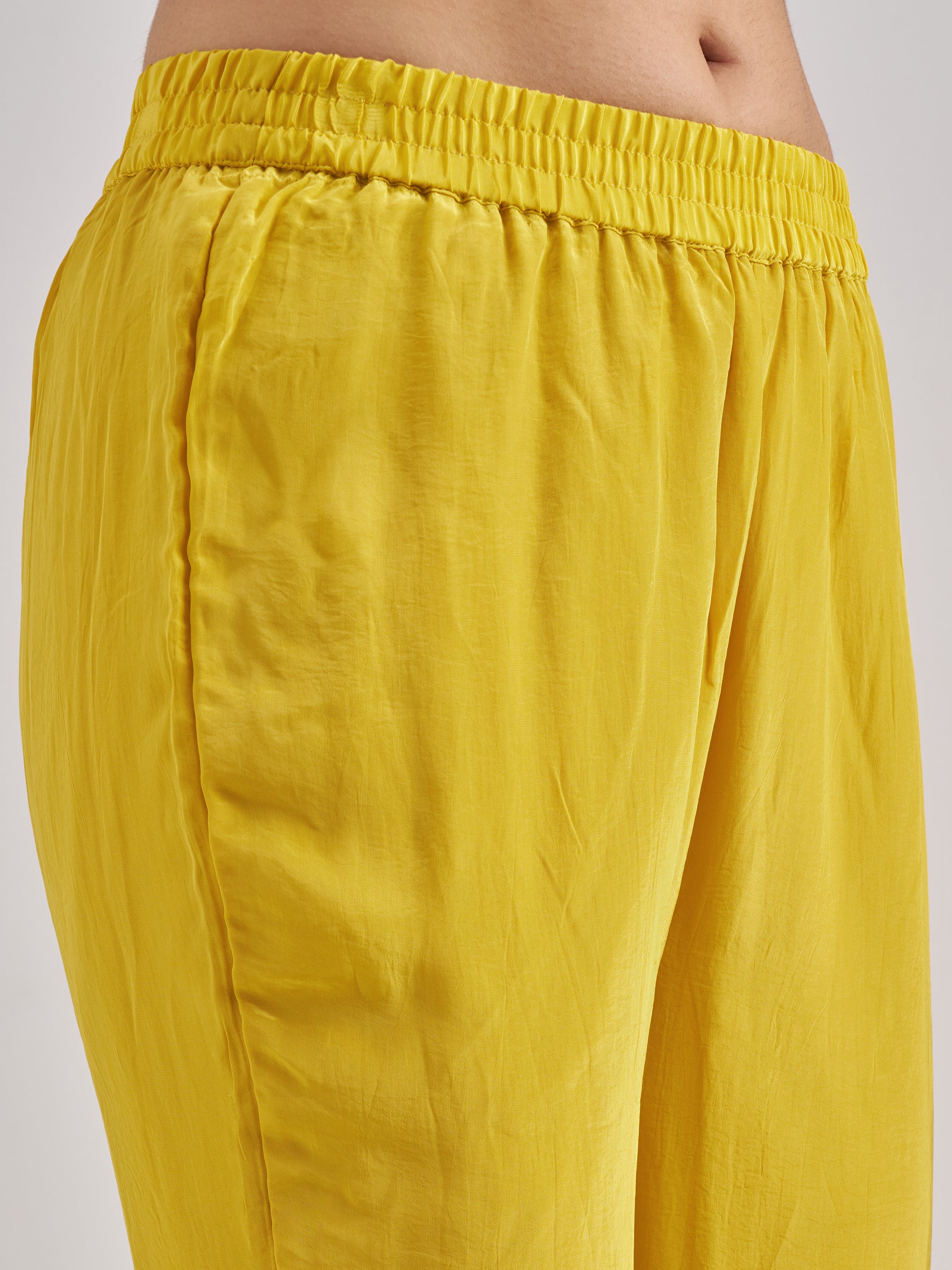Vishudh Women Yellow Embroidered Kurta With Trouser And Dupatta - Yellow - Image 6