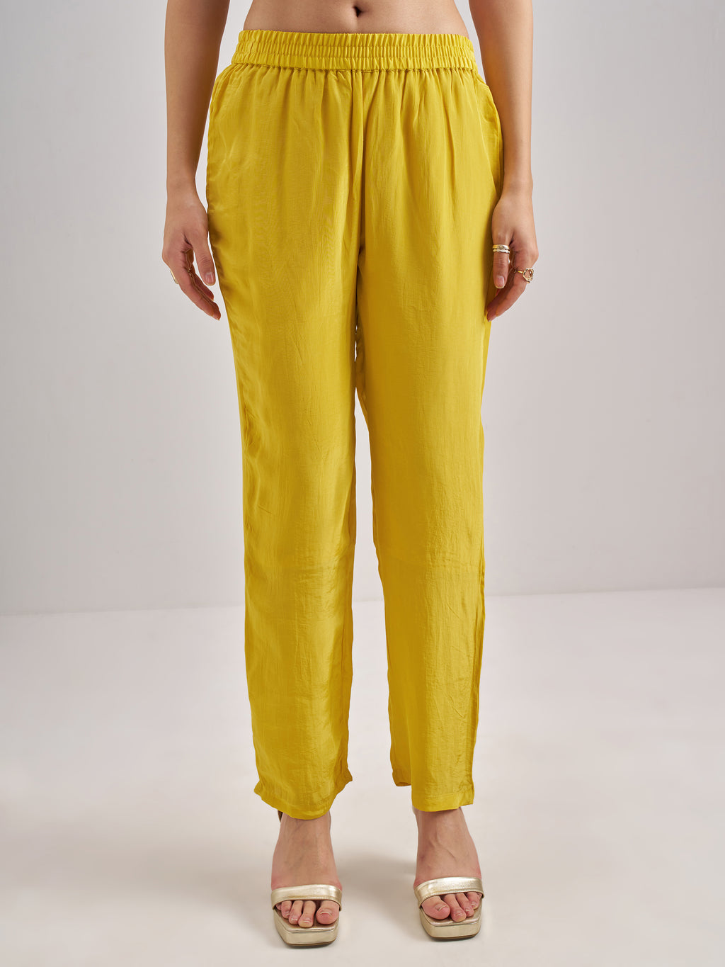 Vishudh Women Yellow Embroidered Kurta With Trouser And Dupatta - Yellow - Image 7