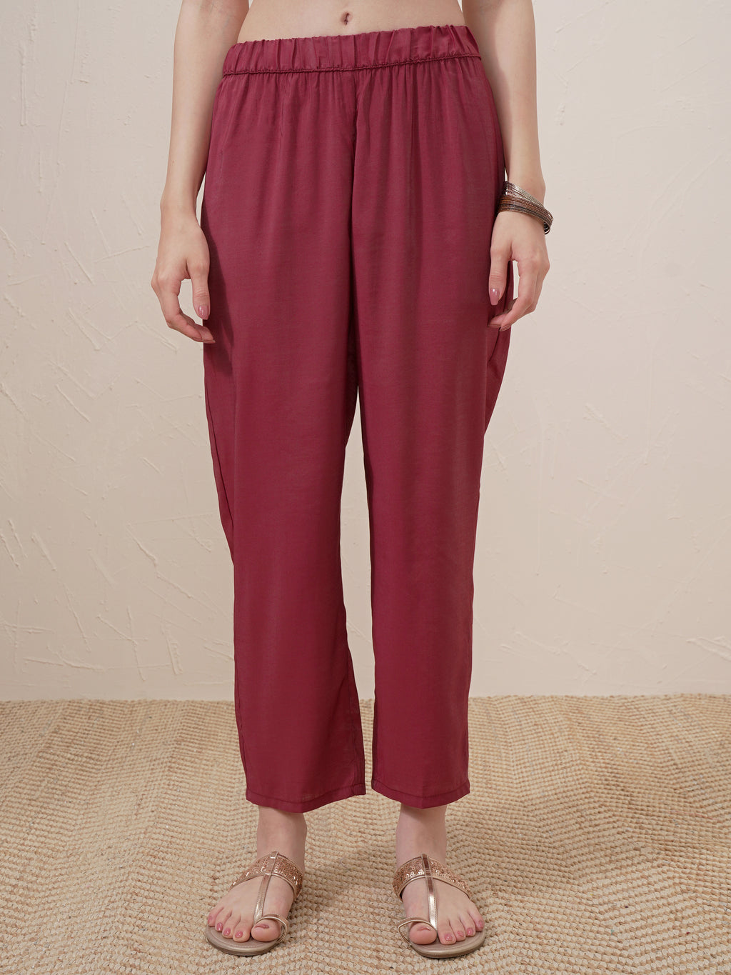 Vishudh Women Maroon Printed Kurta With Trouser And Dupatta - Maroon - Image 8