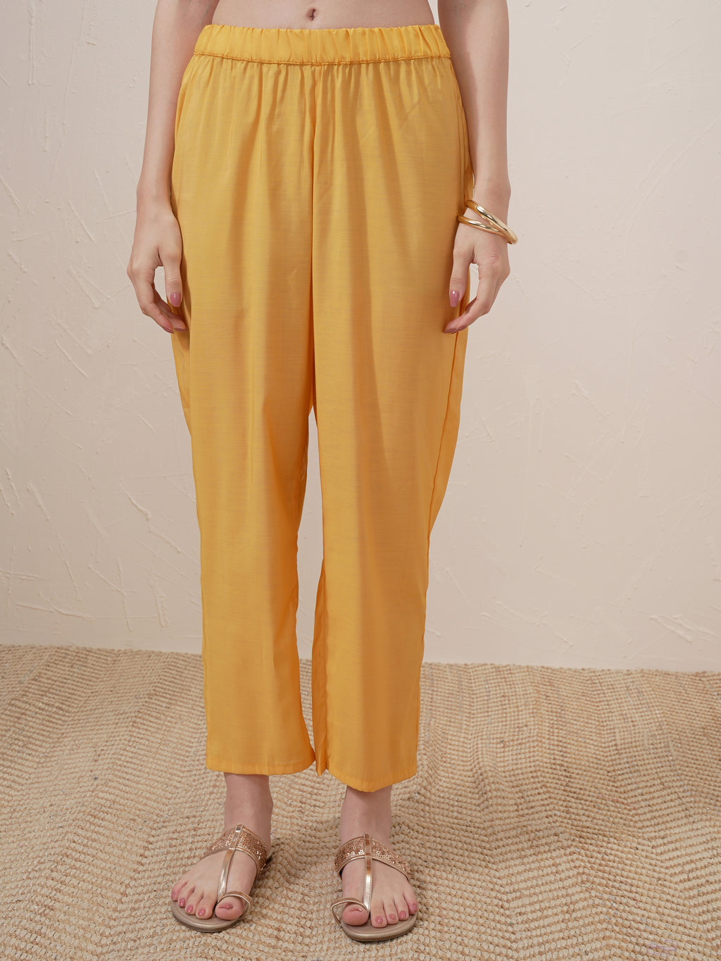 Vishudh Women Mustard Printed Kurta With Trouser And Dupatta - Mustard - Image 8