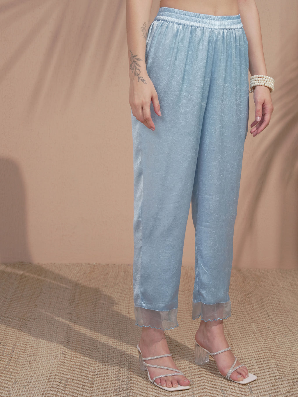 Vishudh Women Blue Embroidered Kurta With Trouser - Blue - Image 7