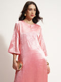 Vishudh Women Pink Embroidered Kurta With Trouser - Pink - Image 1