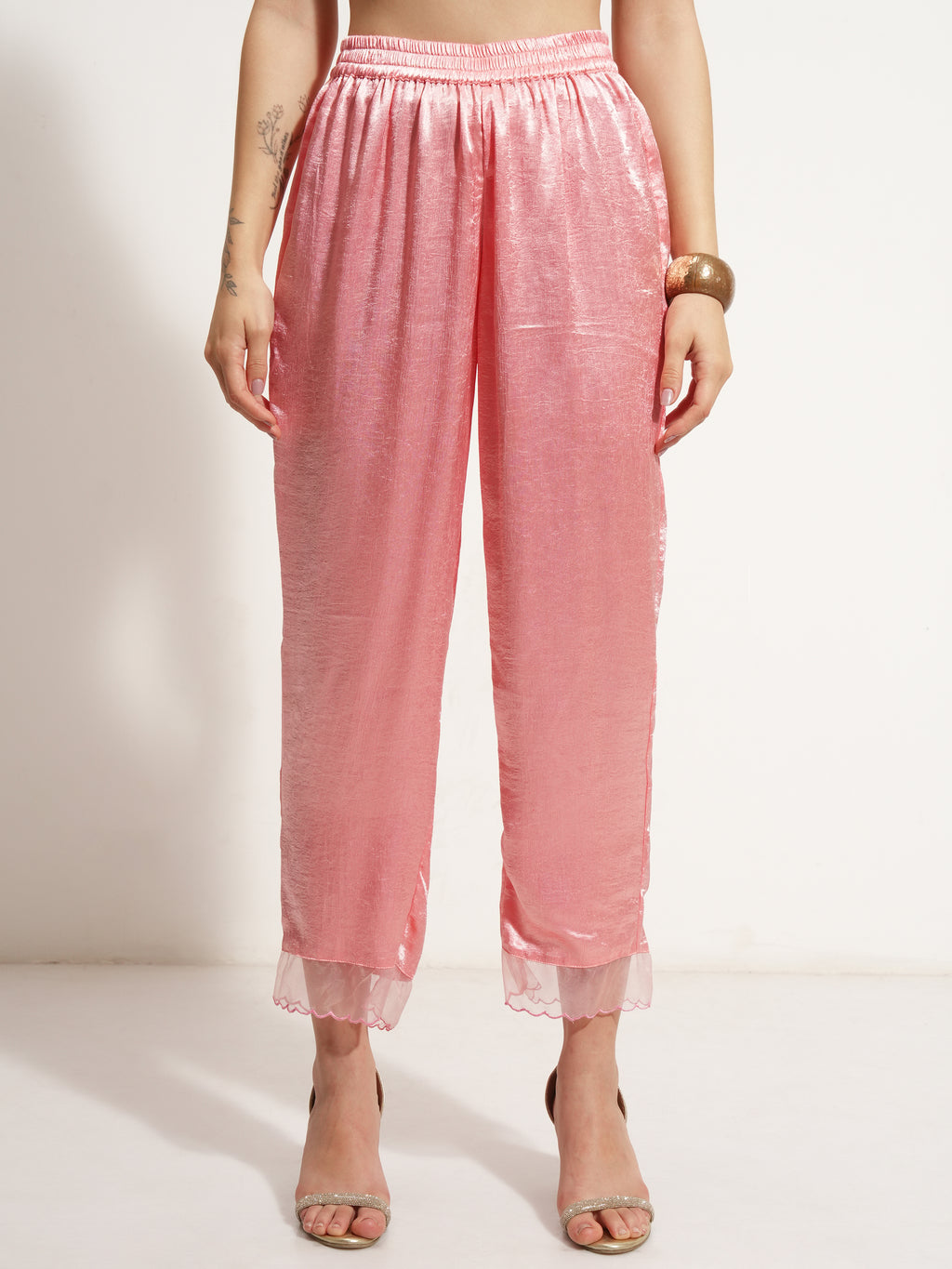 Vishudh Women Pink Embroidered Kurta With Trouser - Pink - Image 8