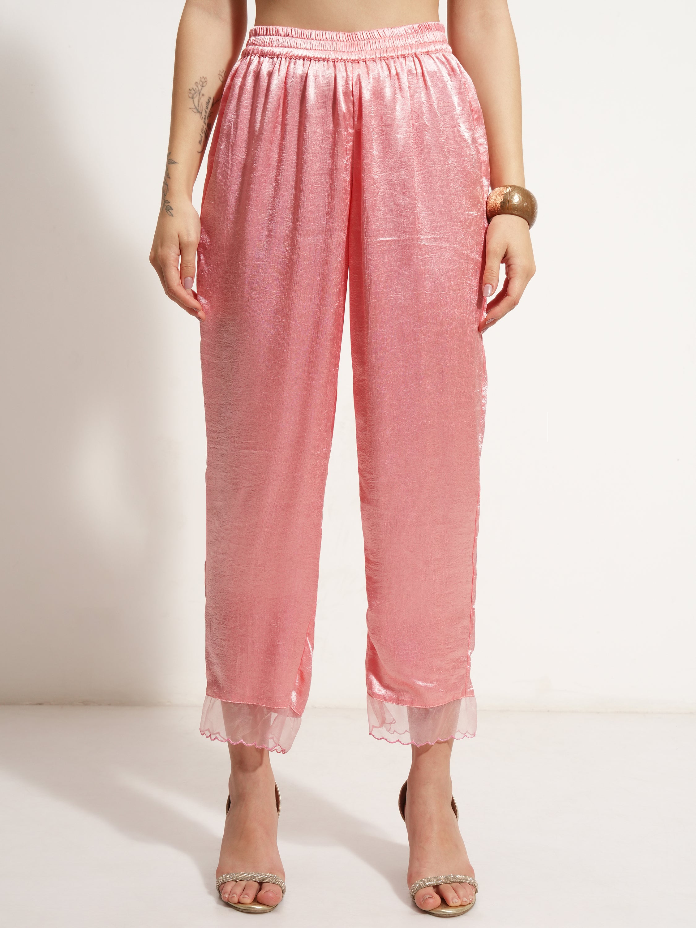 Vishudh Women Pink Embroidered Kurta With Trouser - Pink - Image 8