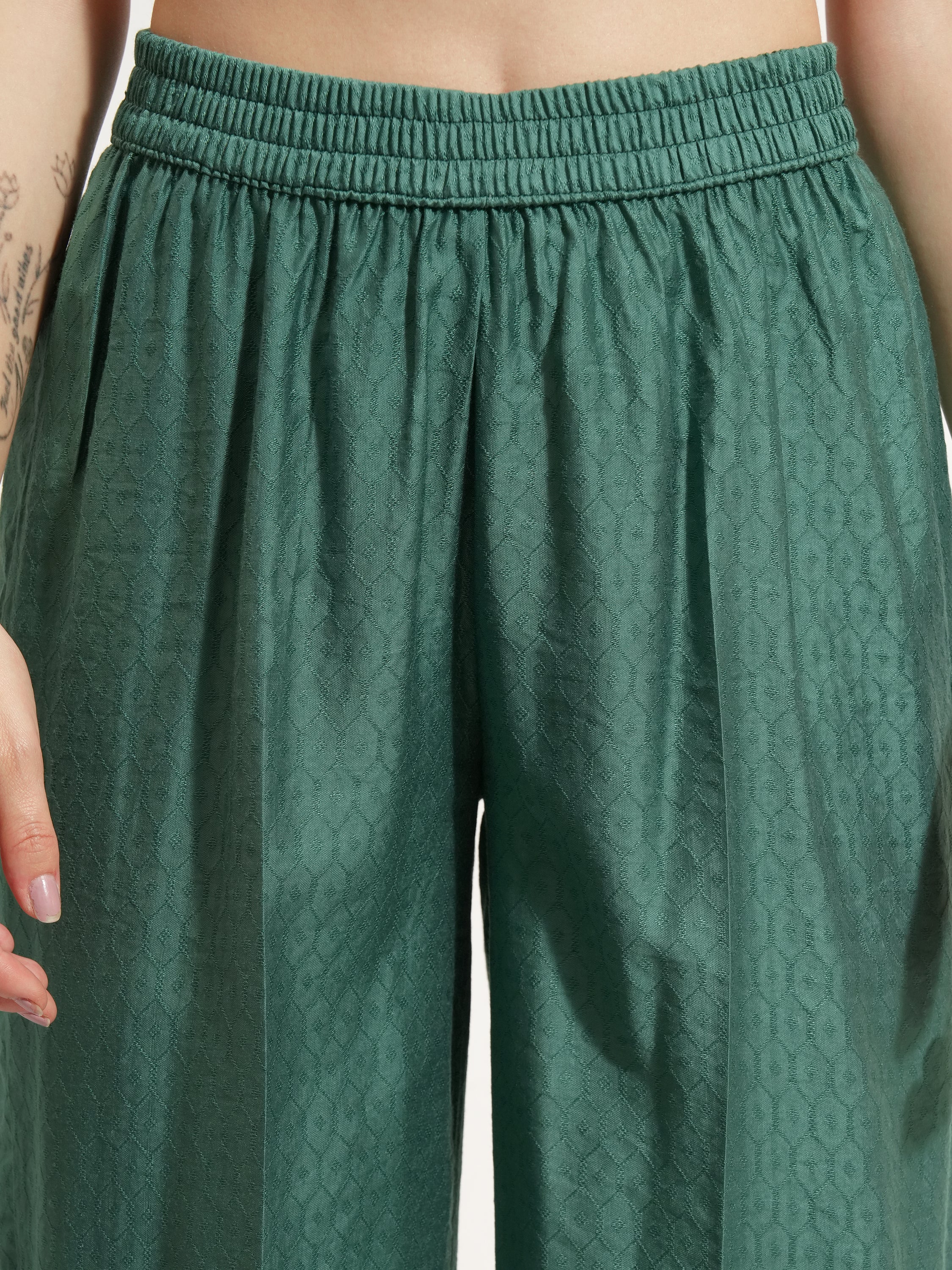Vishudh Women Green Embroidered Kurta With Trouser And Dupatta - Green - Image 8