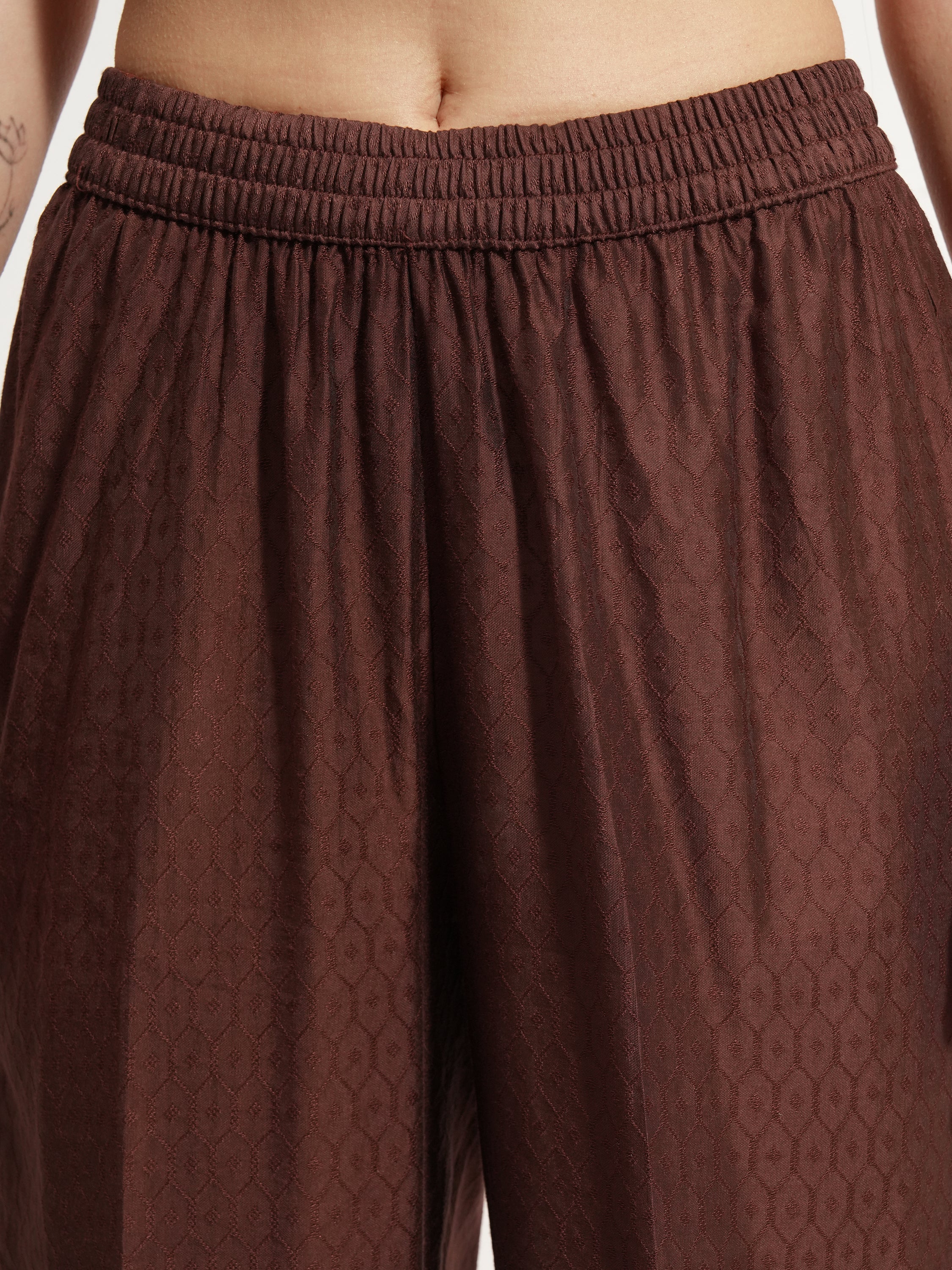 Vishudh Women Brown Embroidered Kurta With Trouser And Dupatta - Brown - Image 7