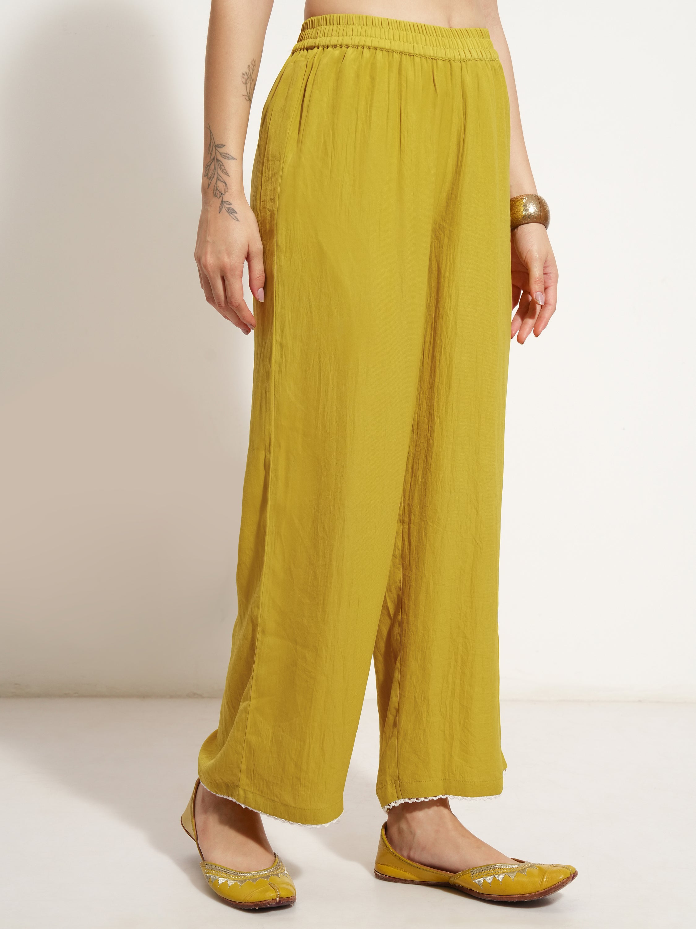 Vishudh Women Mustard Embroidered Kurta With Trouser And Dupatta - Mustard - Image 8
