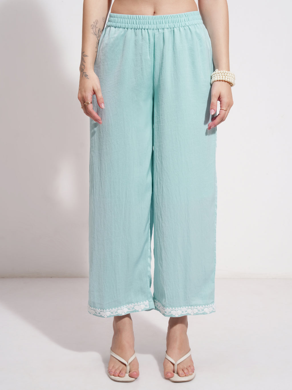 Vishudh Women Blue Embroidered Kurta With Trouser And Dupatta - Blue - Image 8
