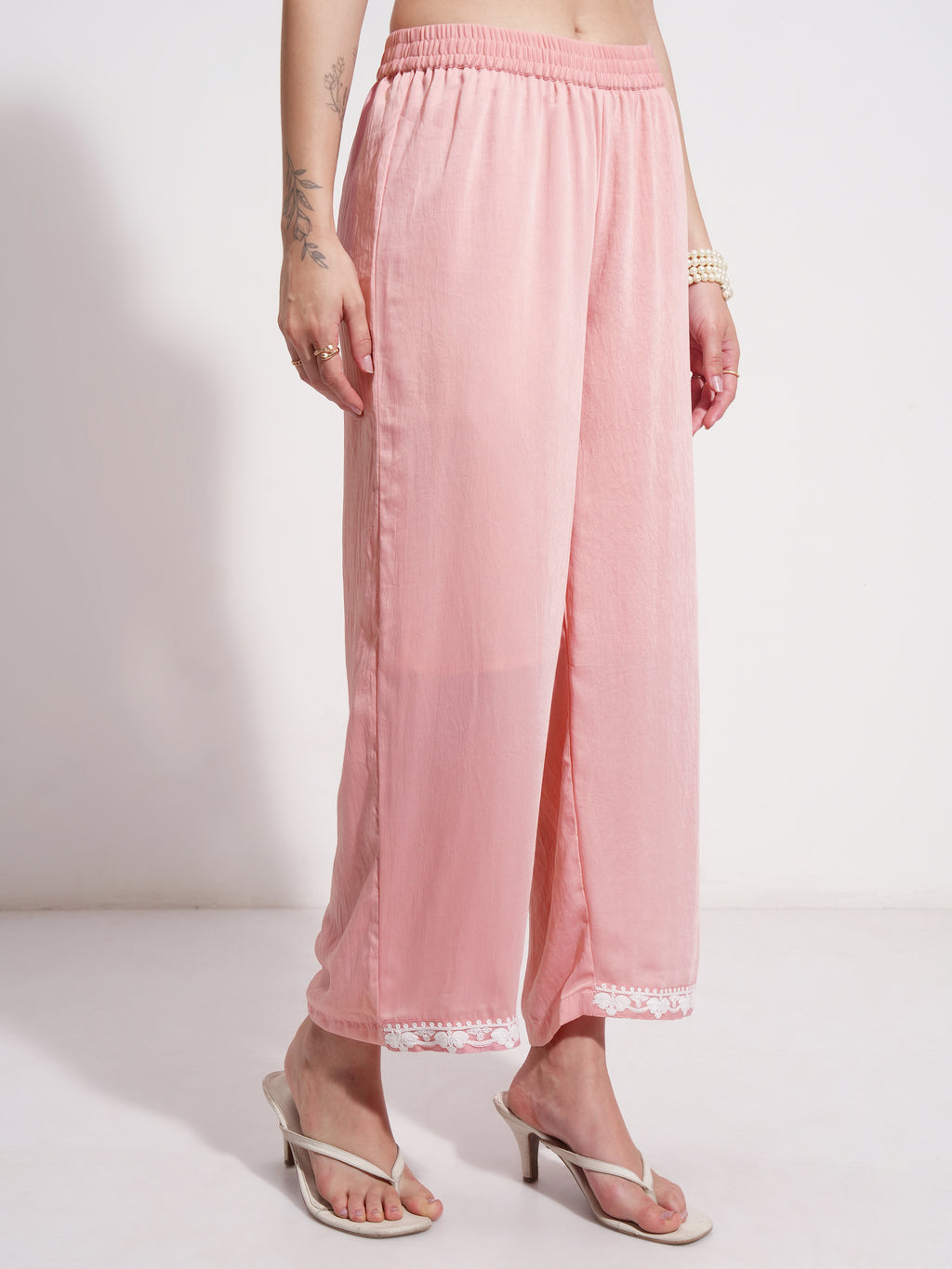 Vishudh Women Pink Embroidered Kurta With Trouser And Dupatta - Pink - Image 8