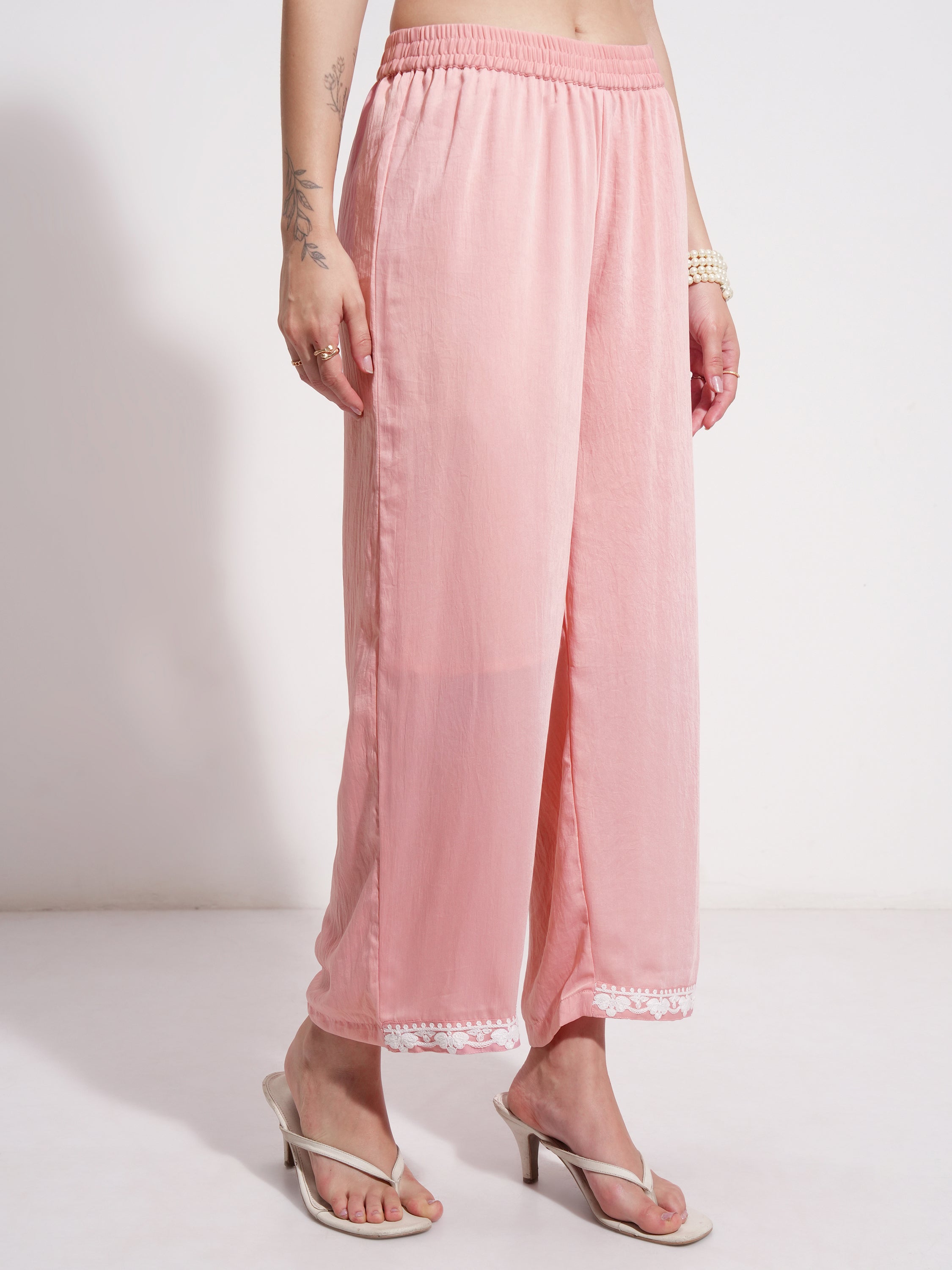 Vishudh Women Pink Embroidered Kurta With Trouser And Dupatta - Pink - Image 8