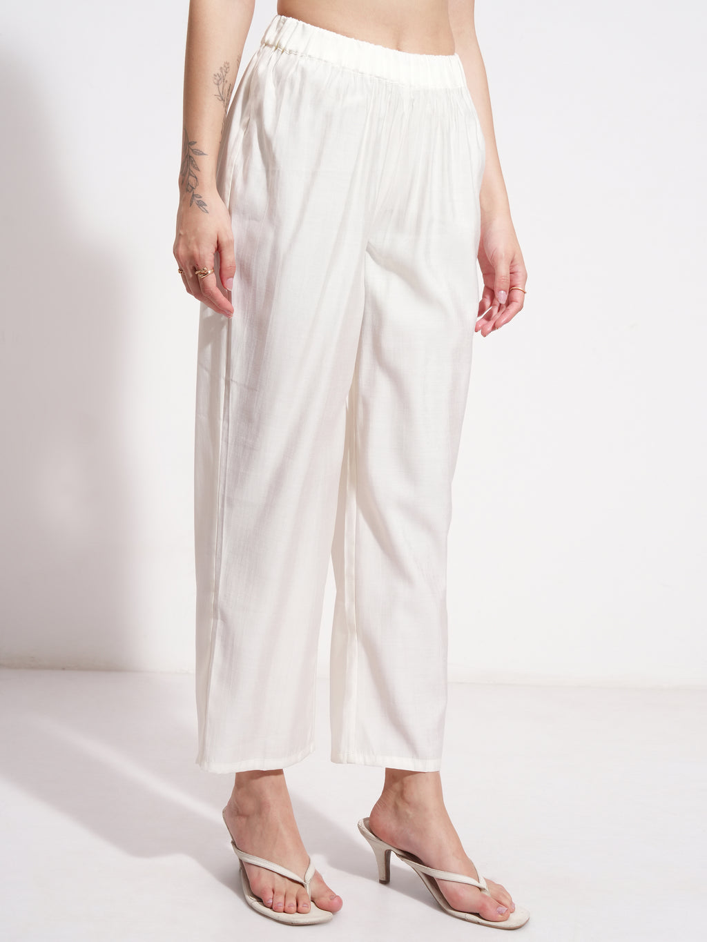Vishudh Women Off White Printed Kurta With Trouser And Dupatta - Off White - Image 8