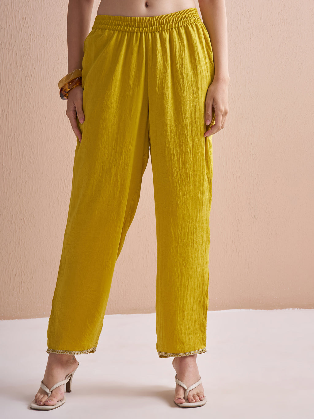 Vishudh Women Yellow Embroidered Kurta With Trouser And Dupatta - Yellow - Image 7