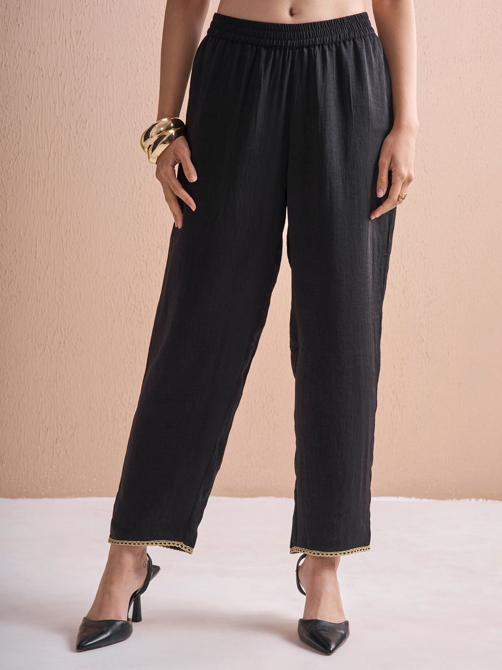 Vishudh Women Black Embroidered Kurta With Trouser And Dupatta - Black - Image 7