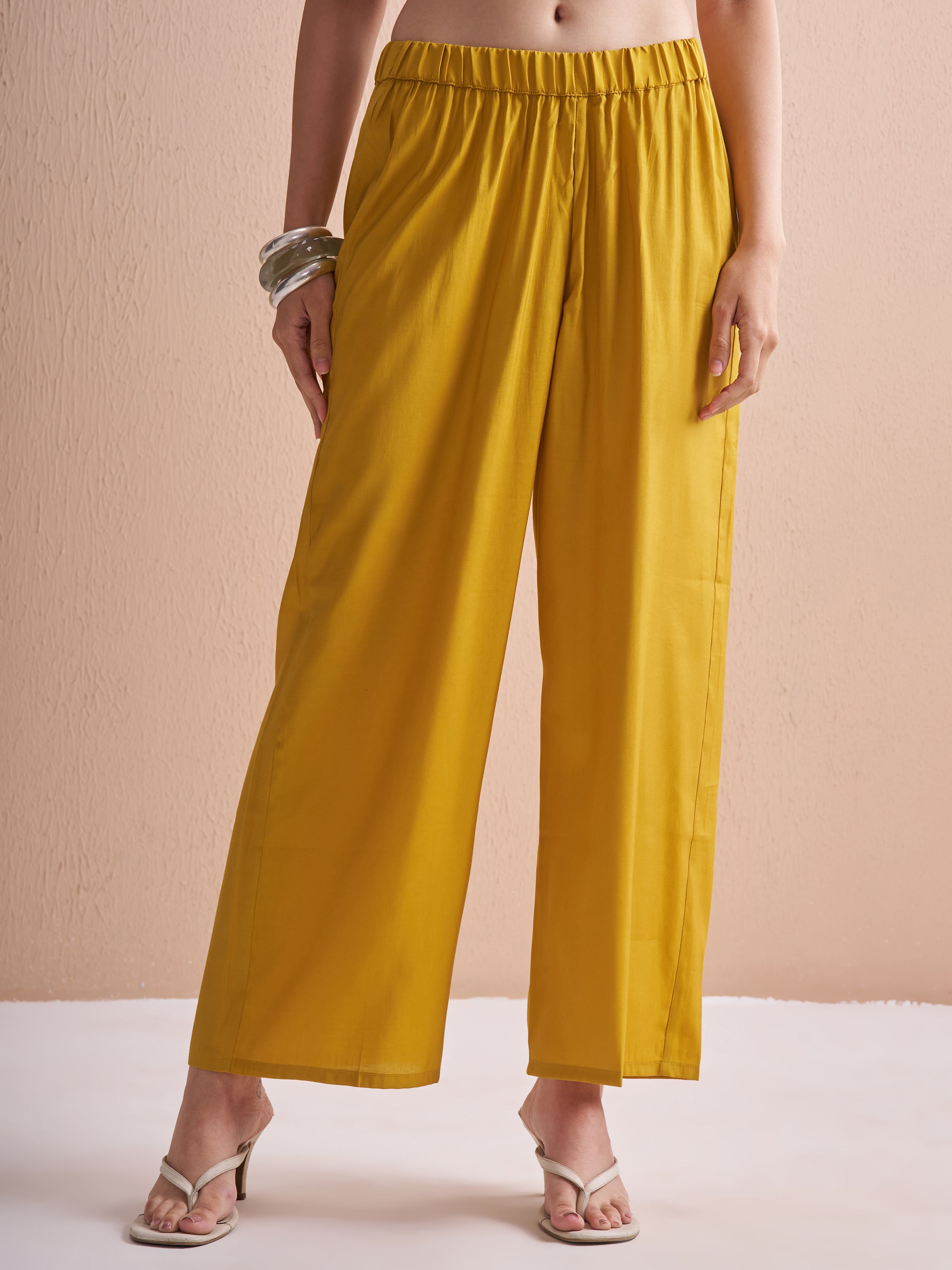 Vishudh Women Mustard Printed Kurta With Trouser And Dupatta - Mustard - Image 7