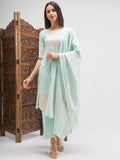 Vishudh Women Blue Embroidered Kurta And Trouser With Dupatta - Blue - Image 1