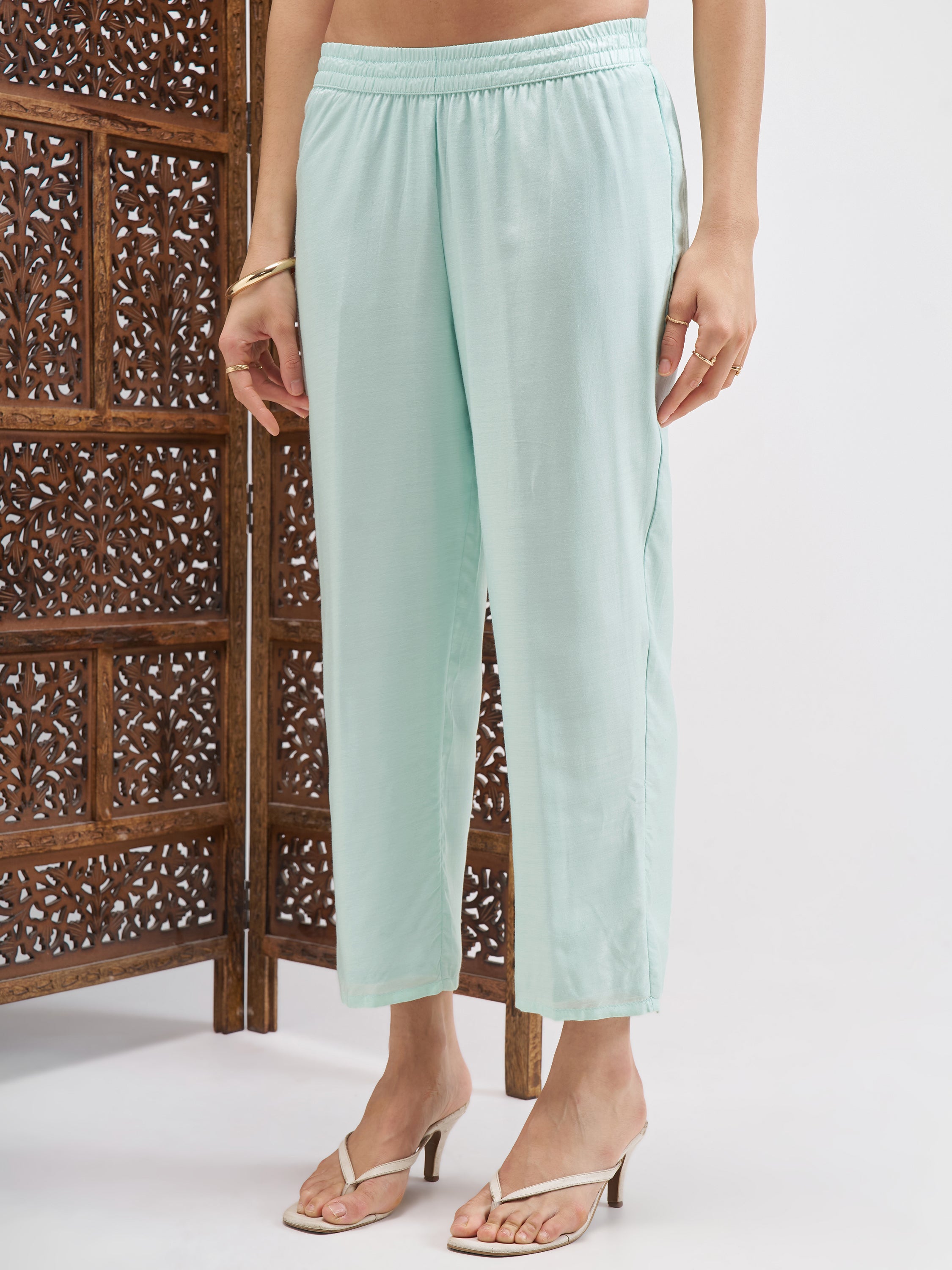Vishudh Women Blue Embroidered Kurta And Trouser With Dupatta - Blue - Image 7