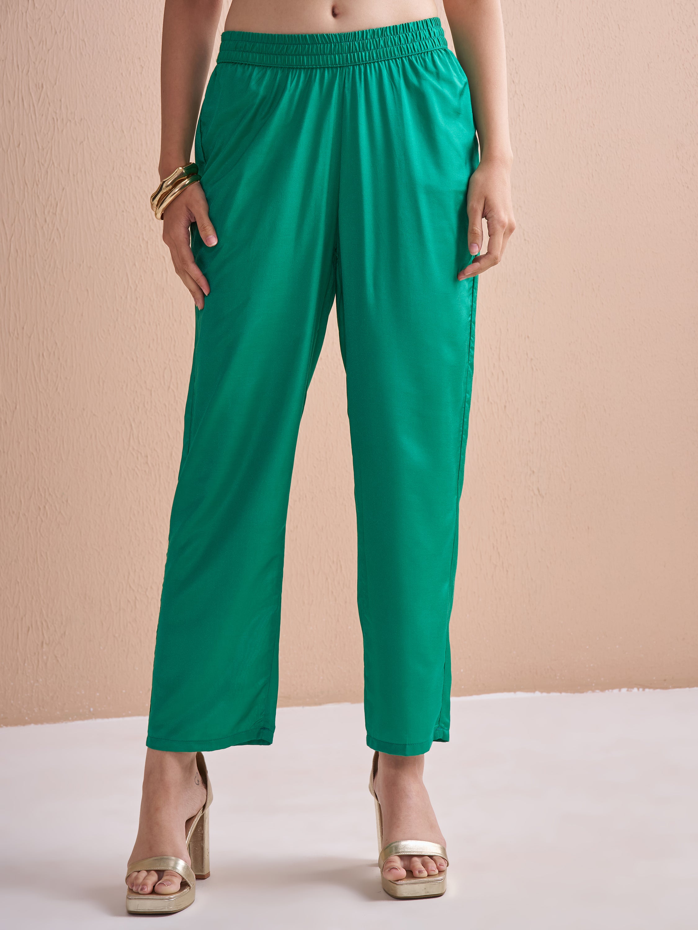 Vishudh Women Green Printed Kurta With Trouser And Dupatta - Green - Image 7