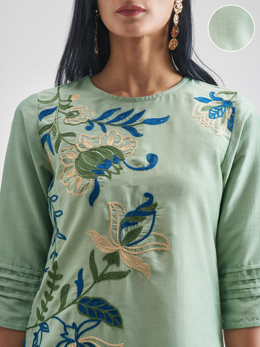 Vishudh Women Green Kurta With Dhoti Pant - Green - Image 5