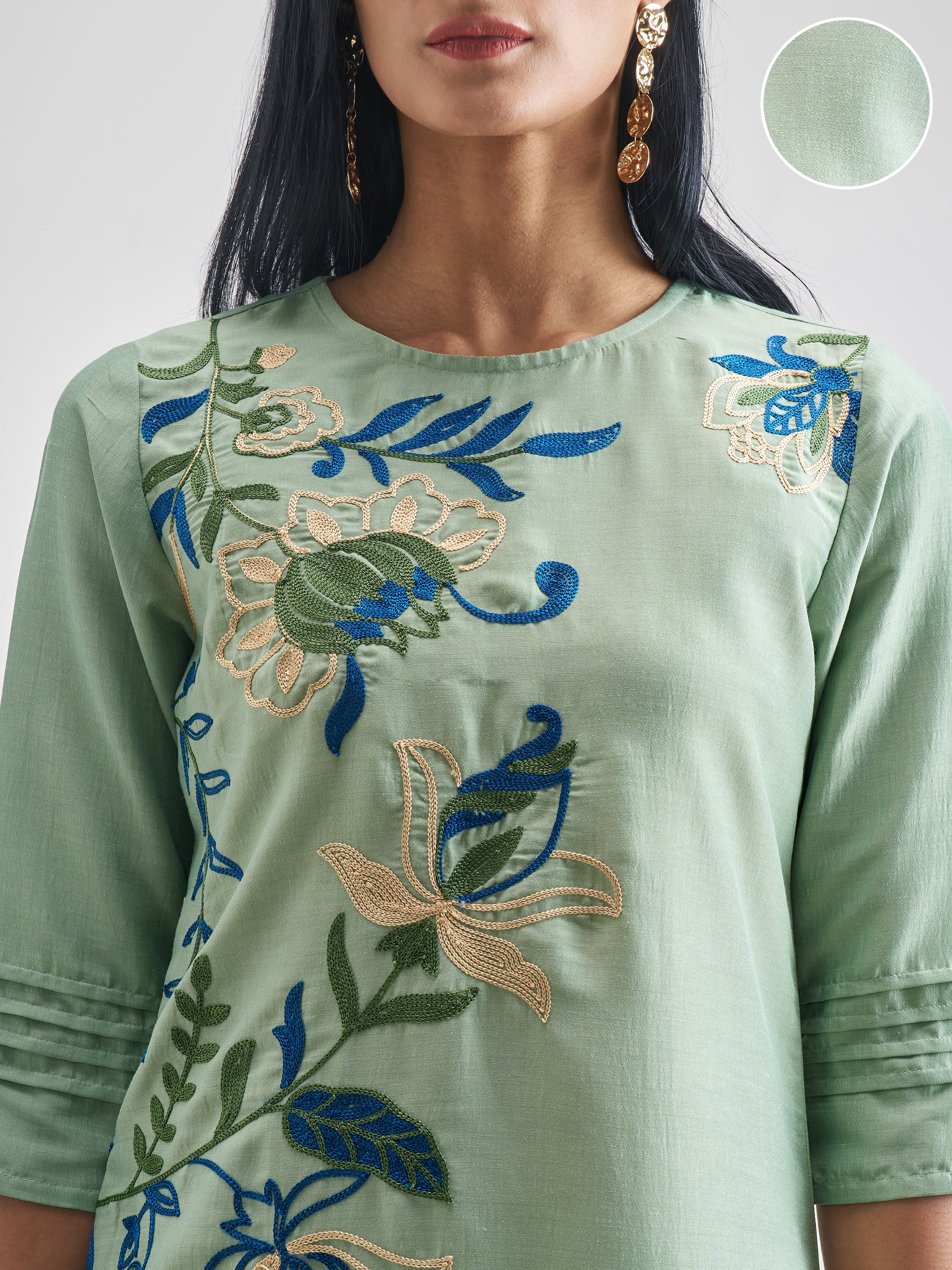 Vishudh Women Green Kurta With Dhoti Pant - Green - Image 5