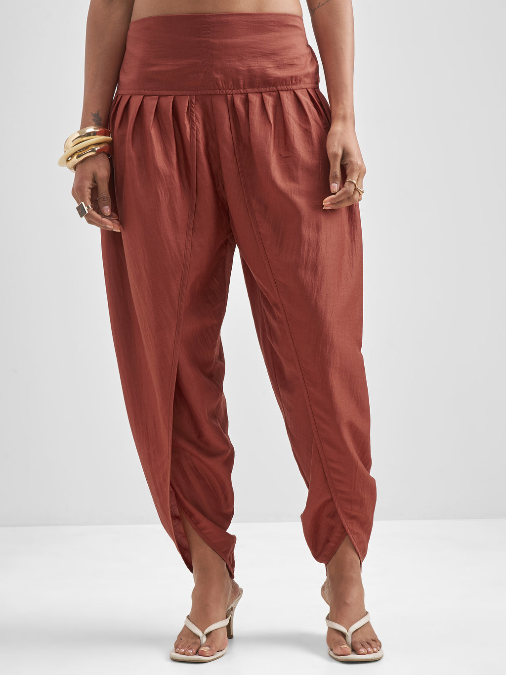Vishudh Women Rust Kurta With Dhoti Pant - Rust - Image 6