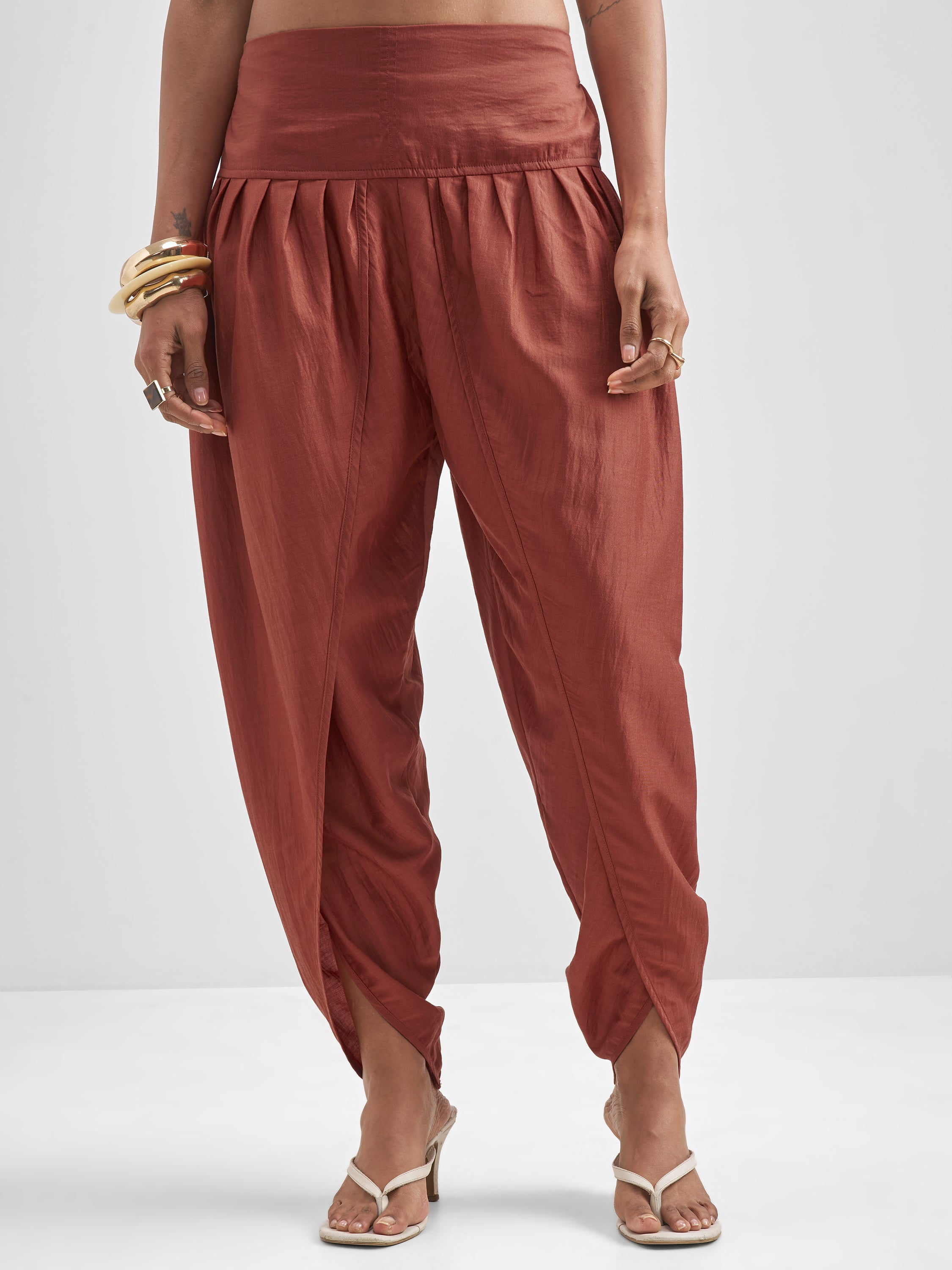 Vishudh Women Rust Kurta With Dhoti Pant - Rust - Image 6