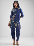 Vishudh Women Navy Blue Kurta With Dhoti Pant - Navy Blue - Image 1