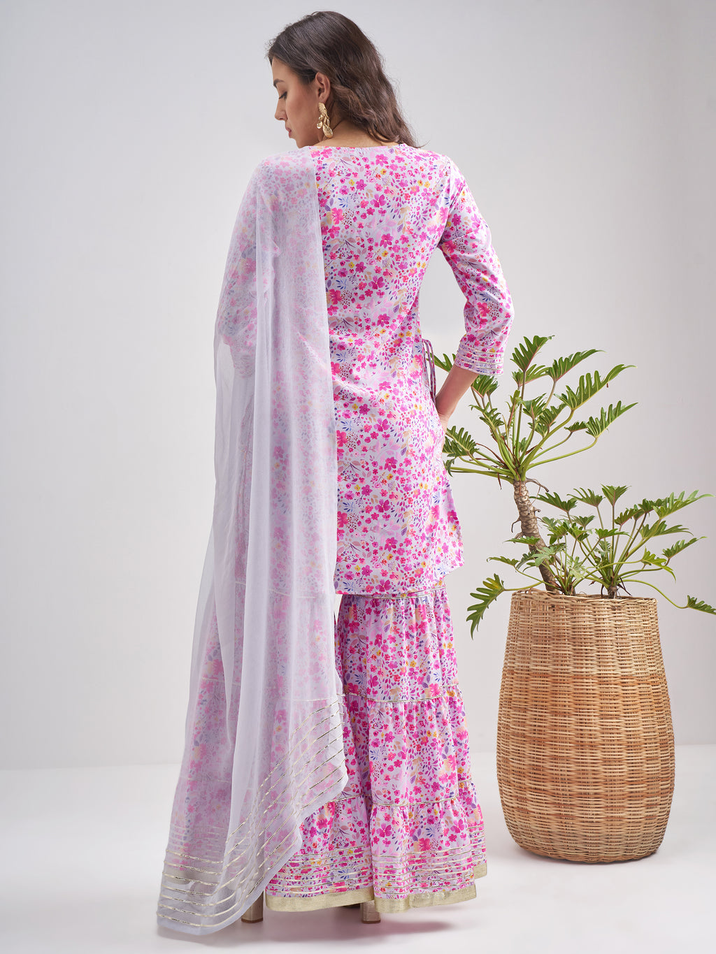 Vishudh Women Multi Printed Kurta With Sharara And Dupatta - Multi - Image 3