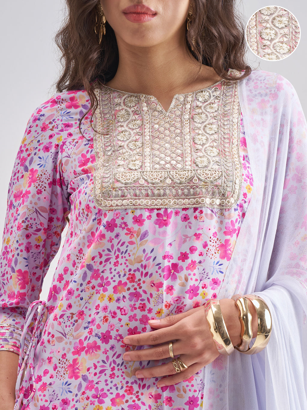 Vishudh Women Multi Printed Kurta With Sharara And Dupatta - Multi - Image 5