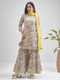 Vishudh Women Multi Printed Kurta With Sharara And Dupatta - Multi - Image 1