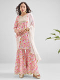 Vishudh Women Multi Printed Kurta With Sharara And Dupatta - Multi - Image 1
