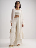 Vishudh Women Off White Top With Palazzo And Shrug Co-Ords - Off White - Image 1