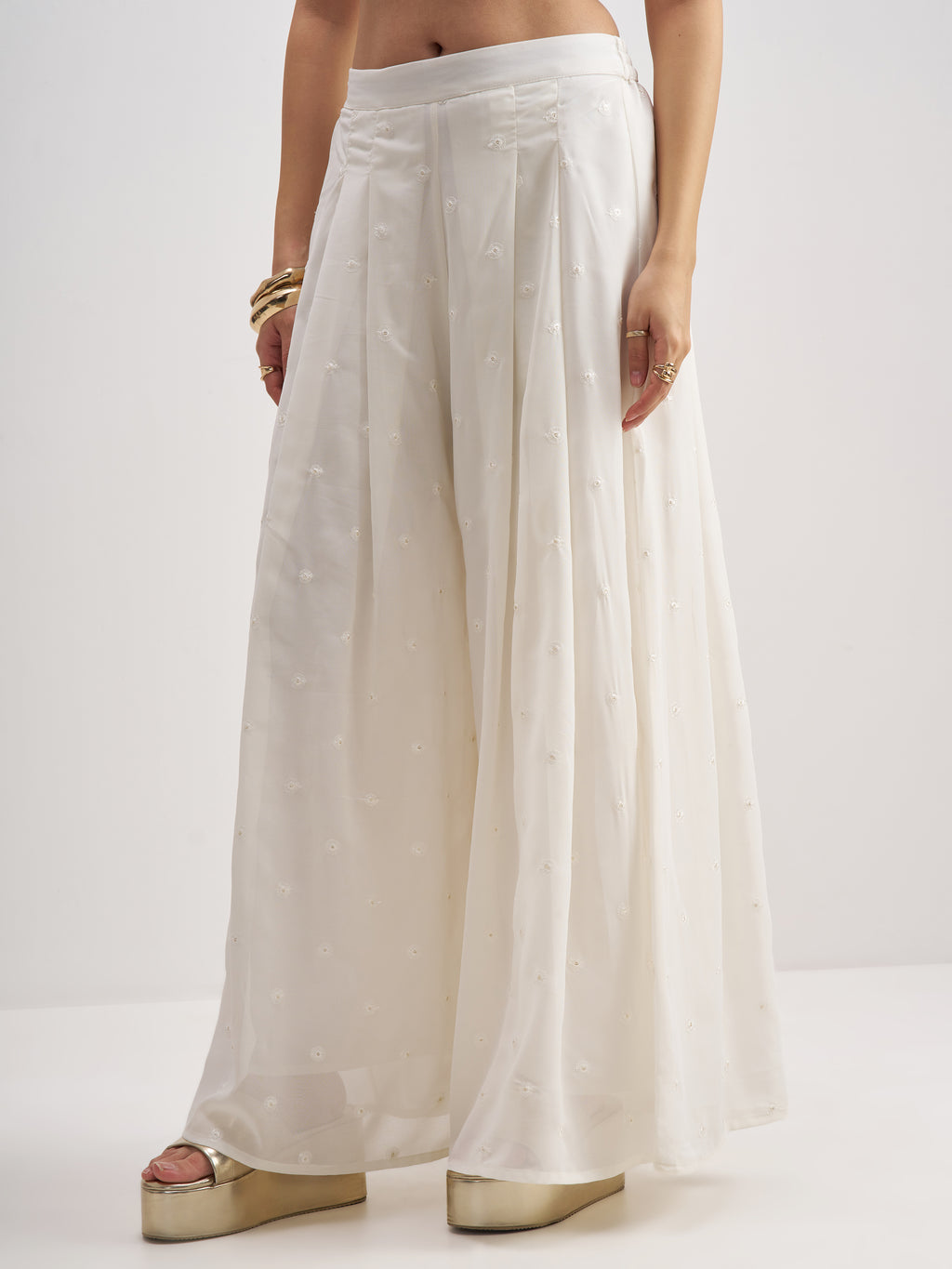 Vishudh Women Off White Top With Palazzo And Shrug Co-Ords - Off White - Image 7