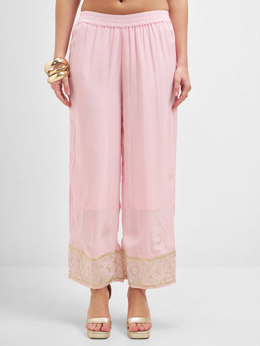 Vishudh Women Pink Embroidered Kurta And Palazzo With Dupatta - Pink - Image 7