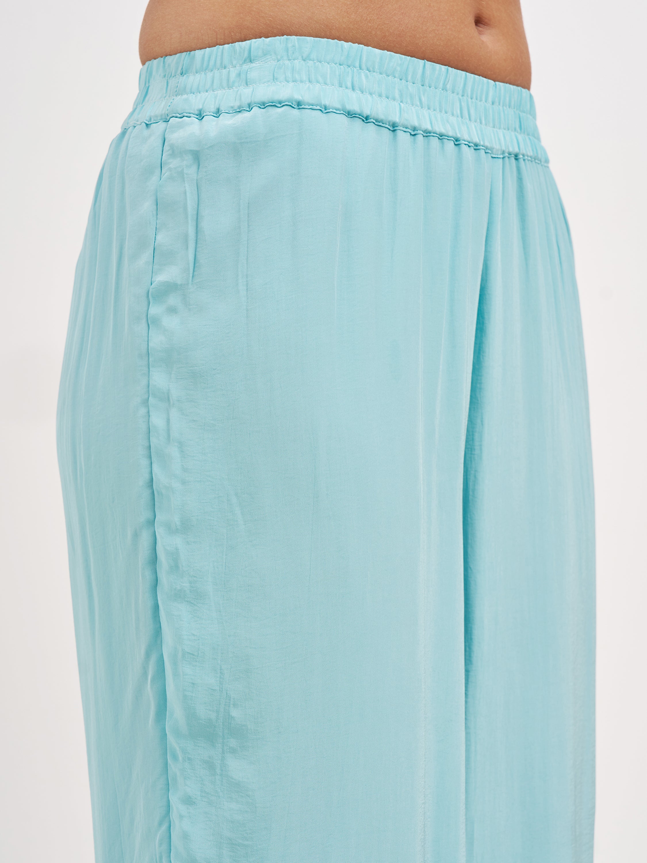 Vishudh Women Teal Embroidered Kurta And Palazzo With Dupatta - Teal - Image 7