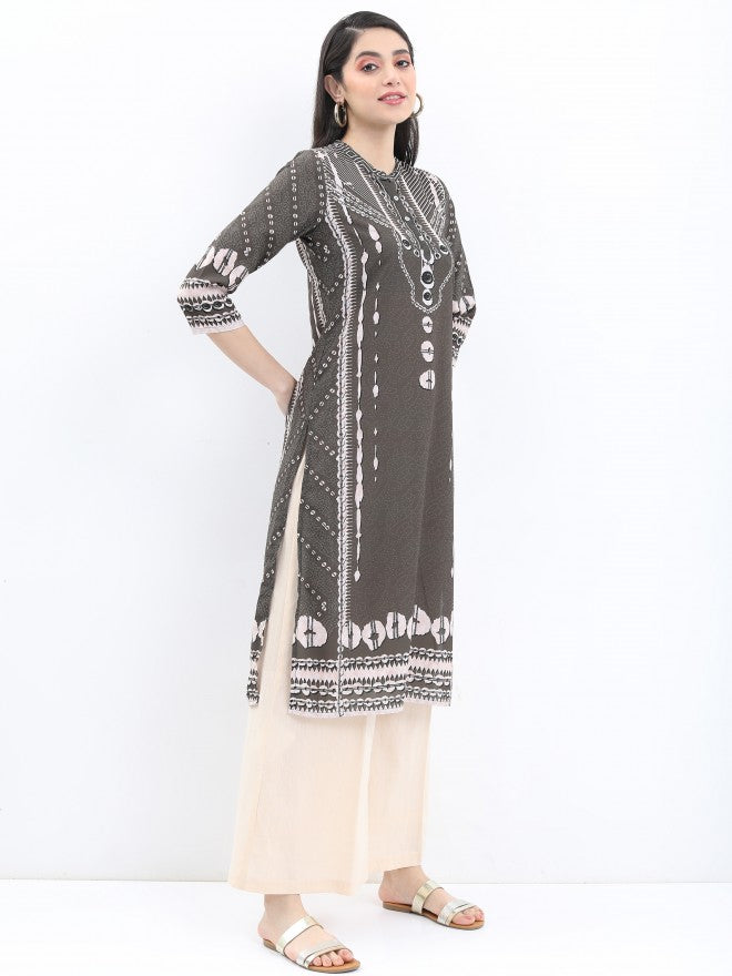 Vishudh Women Green Printed Straight Kurta - Green - Image 5