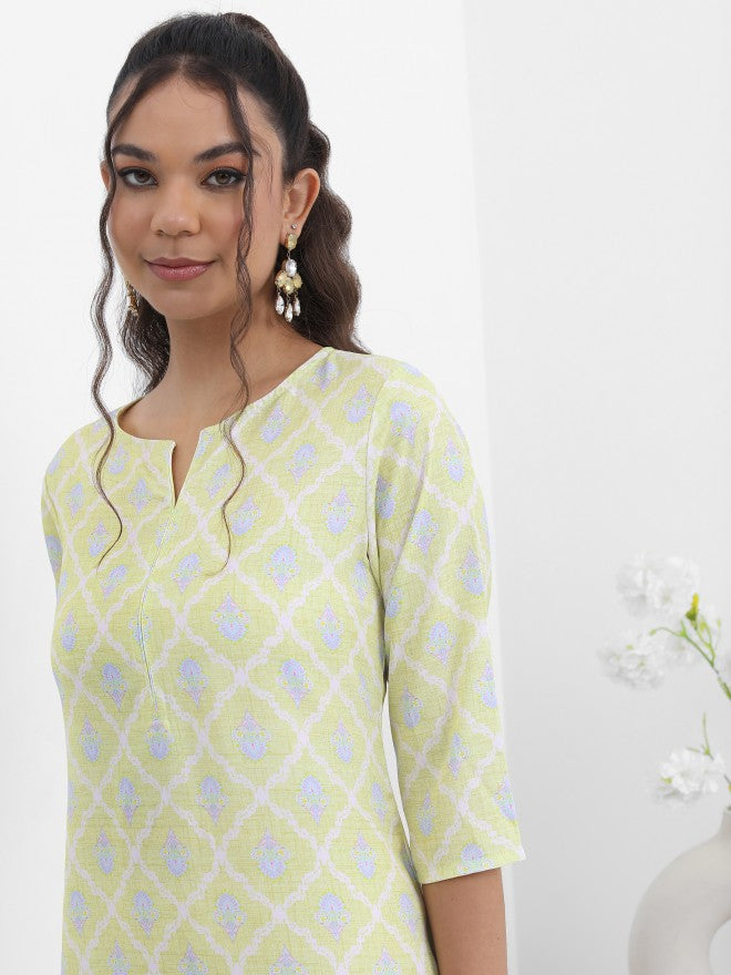 Vishudh Women Green Printed Straight Kurta - Green - Image 7