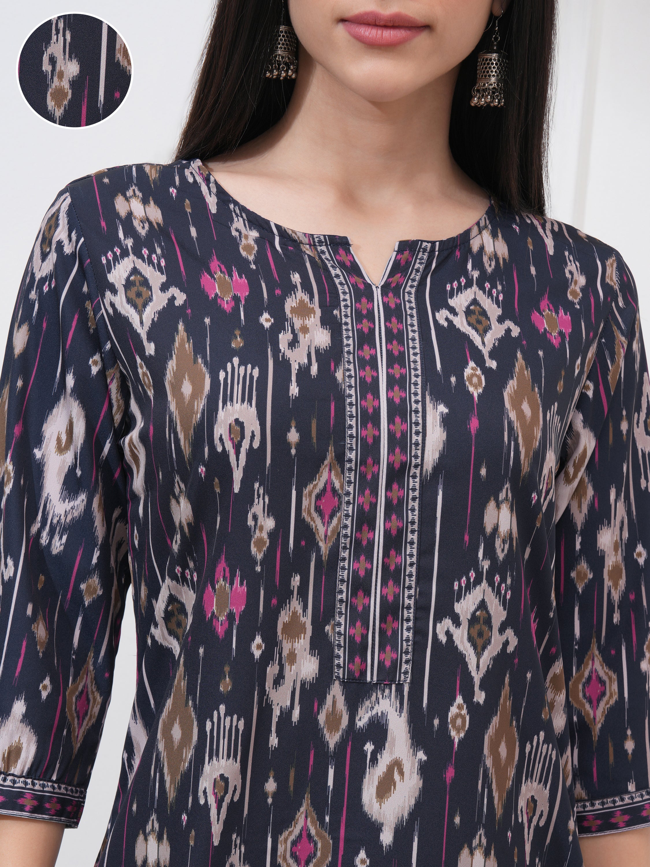 Vishudh Women Blue Printed Straight Kurta - Blue - Image 5