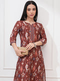 Vishudh Women Brown Printed Straight Kurta - Brown - Image 1