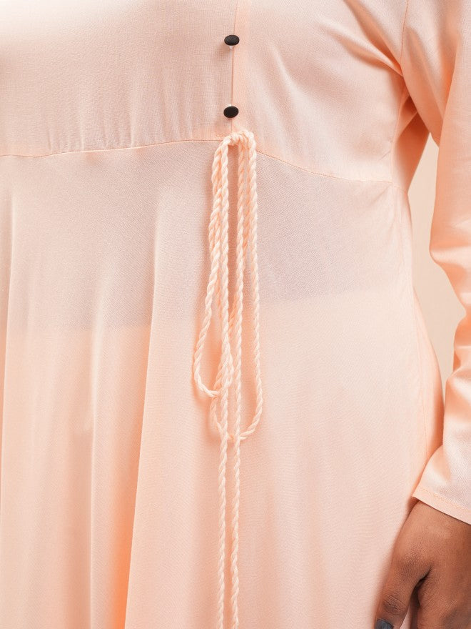 Vishudh Women Peach Printed A-Line Kurta - Peach - Image 7
